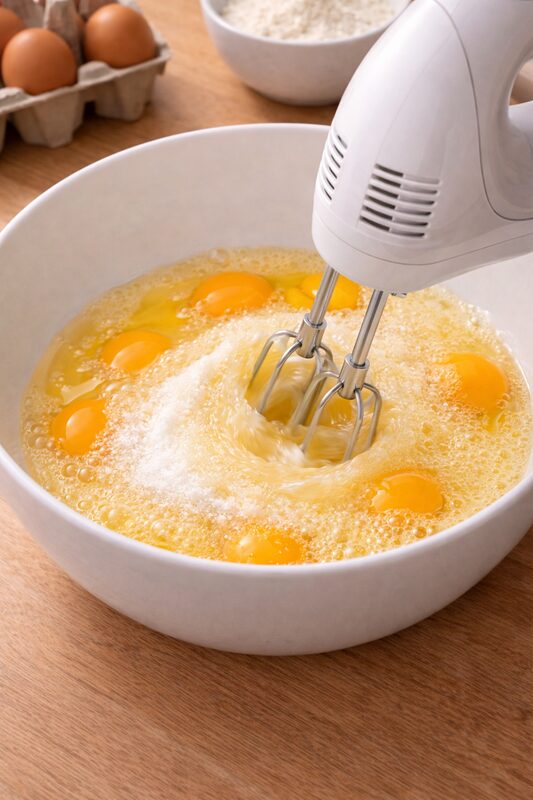 Eier und Zucker aufschlagen