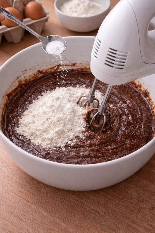 Mehl und Salz dazugeben